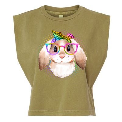 Hipster Rabbit Cute Easter Bunny Garment-Dyed Women's Muscle Tee