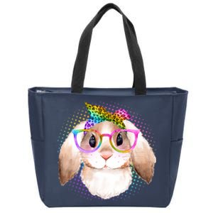 Hipster Rabbit Cute Easter Bunny Zip Tote Bag