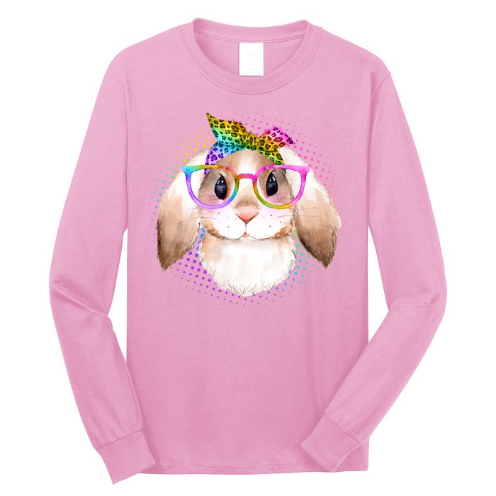 Hipster Rabbit Cute Easter Bunny Long Sleeve Shirt