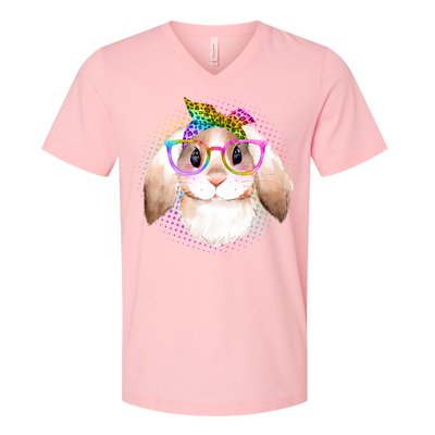 Hipster Rabbit Cute Easter Bunny V-Neck T-Shirt