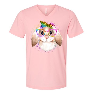 Hipster Rabbit Cute Easter Bunny V-Neck T-Shirt