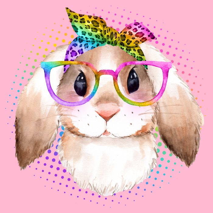 Hipster Rabbit Cute Easter Bunny Button