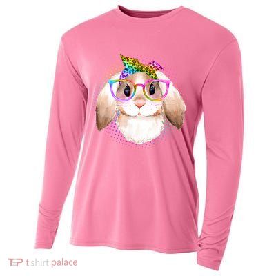 Hipster Rabbit Cute Easter Bunny Cooling Performance Long Sleeve Crew