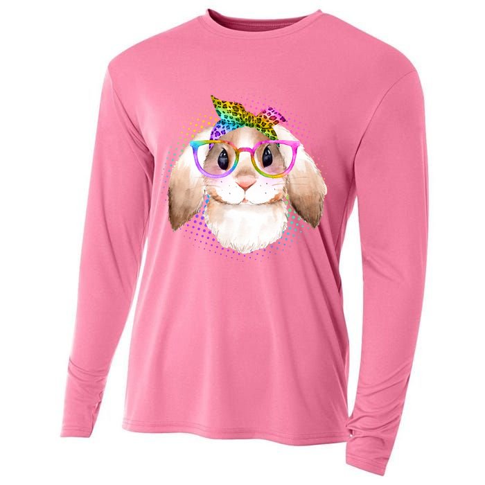 Hipster Rabbit Cute Easter Bunny Cooling Performance Long Sleeve Crew