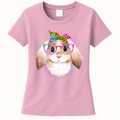 Hipster Rabbit Cute Easter Bunny Womens T-Shirt