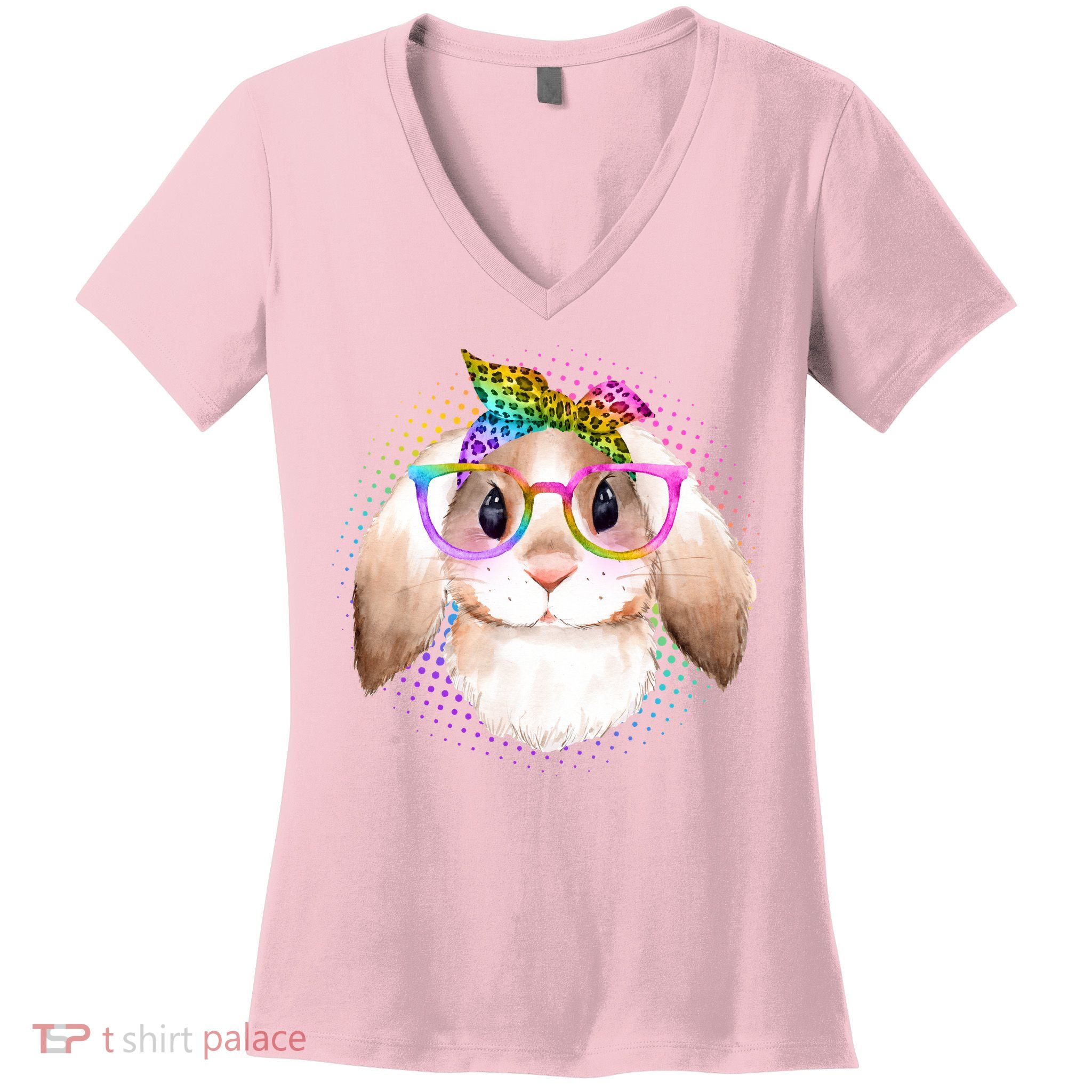Hipster Rabbit Cute Easter Bunny Women's V-Neck T-Shirt