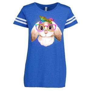 Hipster Rabbit Cute Easter Bunny Enza Ladies Jersey Football T-Shirt