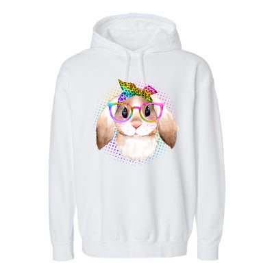 Hipster Rabbit Cute Easter Bunny Garment-Dyed Fleece Hoodie