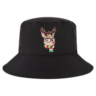 Hipster Red Nose Reindeer Christmas Lights Cool Comfort Performance Bucket Hat