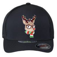 Hipster Red Nose Reindeer Christmas Lights Flexfit Unipanel Trucker Cap