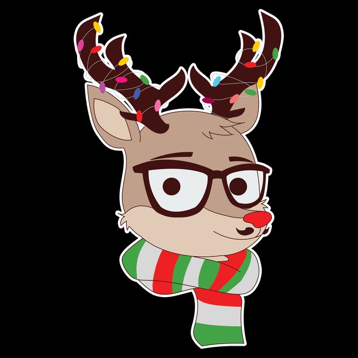 Hipster Red Nose Reindeer Christmas Lights Flexfit Unipanel Trucker Cap