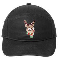 Hipster Red Nose Reindeer Christmas Lights 7-Panel Snapback Hat