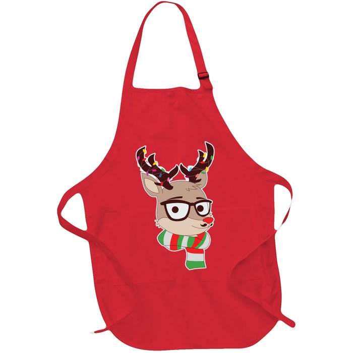 Hipster Red Nose Reindeer Christmas Lights Apron