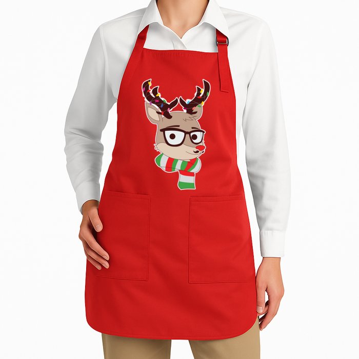 Hipster Red Nose Reindeer Christmas Lights Apron