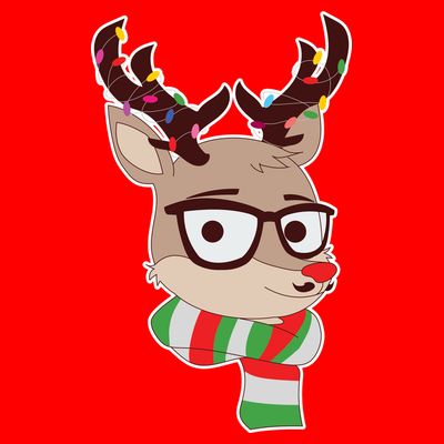 Hipster Red Nose Reindeer Christmas Lights T-Shirt