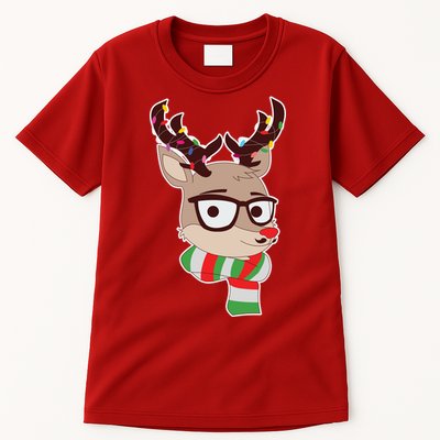 Hipster Red Nose Reindeer Christmas Lights Tall T-Shirt