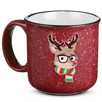 Hipster Red Nose Reindeer Christmas Lights 15oz Campfire Ceramic Mug