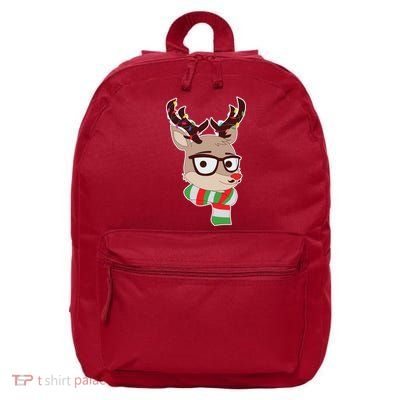 Hipster Red Nose Reindeer Christmas Lights 16 in Basic Backpack