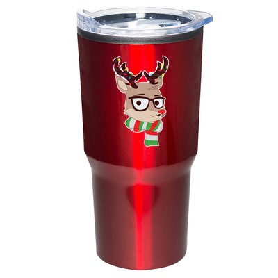 Hipster Red Nose Reindeer Christmas Lights Tumbler
