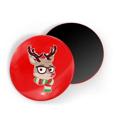 Hipster Red Nose Reindeer Christmas Lights Magnet