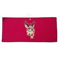 Hipster Red Nose Reindeer Christmas Lights Large Microfiber Waffle Golf Towel