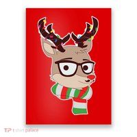 Hipster Red Nose Reindeer Christmas Lights Poster