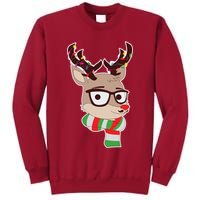 Hipster Red Nose Reindeer Christmas Lights Tall Sweatshirt