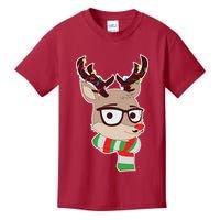 Hipster Red Nose Reindeer Christmas Lights Kids T-Shirt
