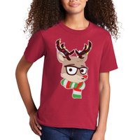 Hipster Red Nose Reindeer Christmas Lights Kids T-Shirt