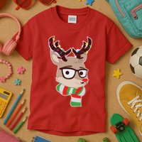 Hipster Red Nose Reindeer Christmas Lights Kids T-Shirt