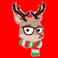 Hipster Red Nose Reindeer Christmas Lights Kids T-Shirt