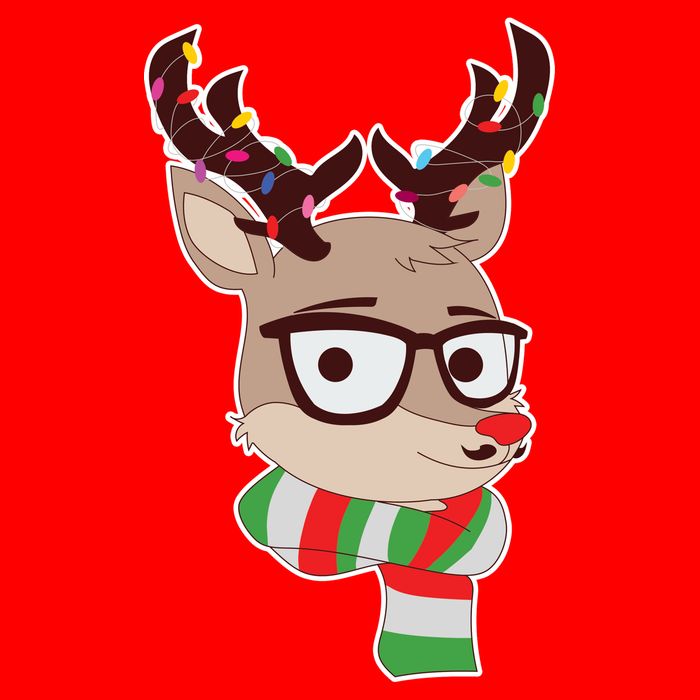 Hipster Red Nose Reindeer Christmas Lights Kids T-Shirt
