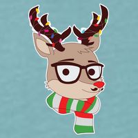 Hipster Red Nose Reindeer Christmas Lights Sueded Cloud Jersey T-Shirt