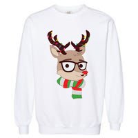 Hipster Red Nose Reindeer Christmas Lights Garment-Dyed Sweatshirt