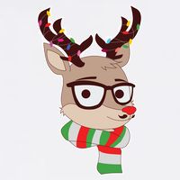 Hipster Red Nose Reindeer Christmas Lights Garment-Dyed Sweatshirt