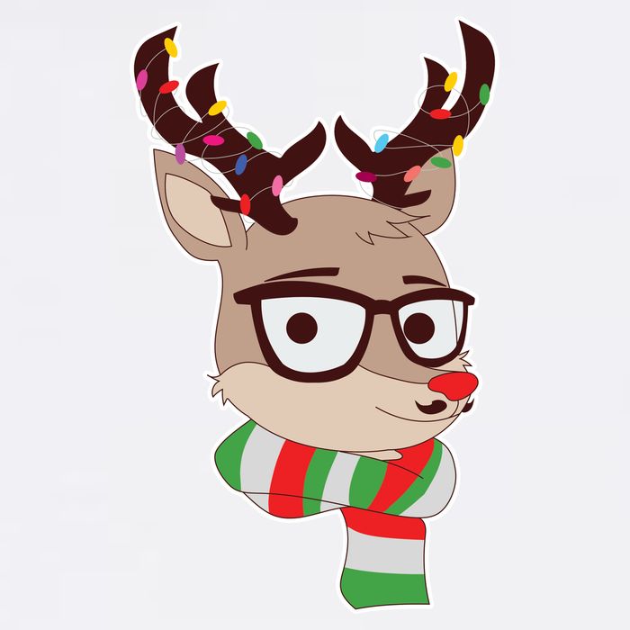 Hipster Red Nose Reindeer Christmas Lights Garment-Dyed Sweatshirt