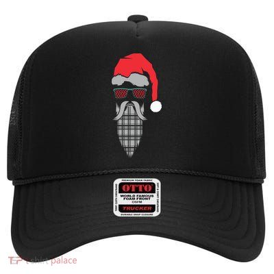 Hipster Santa Claus High Crown Mesh Back Trucker Hat