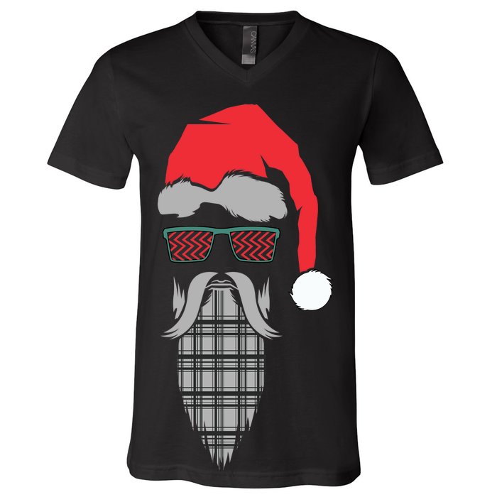 Hipster Santa Claus V-Neck T-Shirt