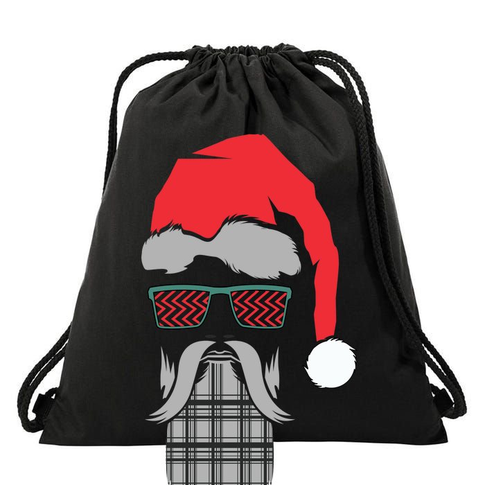 Hipster Santa Claus Drawstring Bag