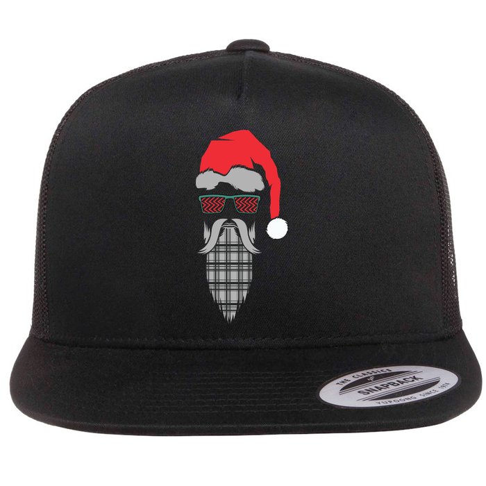 Hipster Santa Claus Flat Bill Trucker Hat