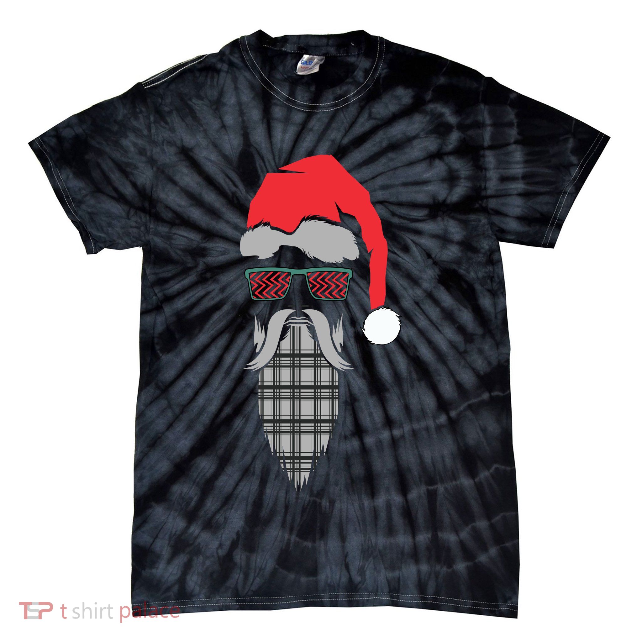 Hipster Santa Claus Tie-Dye T-Shirt