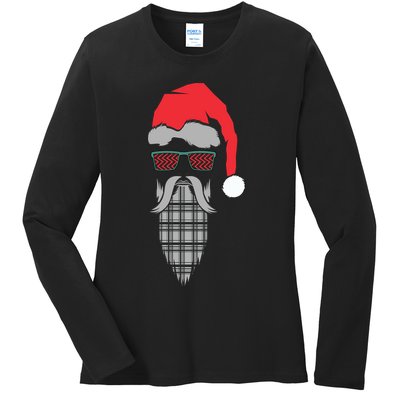 Hipster Santa Claus Ladies Long Sleeve Shirt