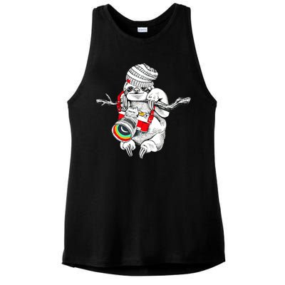 Hipster Sloth With Retro Camera Ladies PosiCharge Tri-Blend Wicking Tank