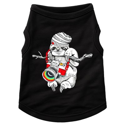 Hipster Sloth With Retro Camera Doggie Tank