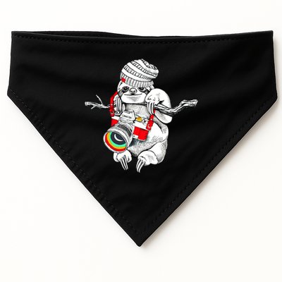 Hipster Sloth With Retro Camera USA-Made Doggie Bandana