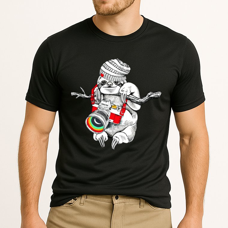 Hipster Sloth With Retro Camera Performance Shirt