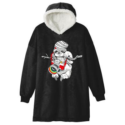 Hipster Sloth With Retro Camera Hooded Wearable Blanket