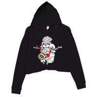 Hipster Sloth With Retro Camera Crop Fleece Hoodie