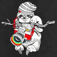 Hipster Sloth With Retro Camera Crop Fleece Hoodie