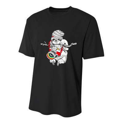 Hipster Sloth With Retro Camera Youth Performance Sprint T-Shirt